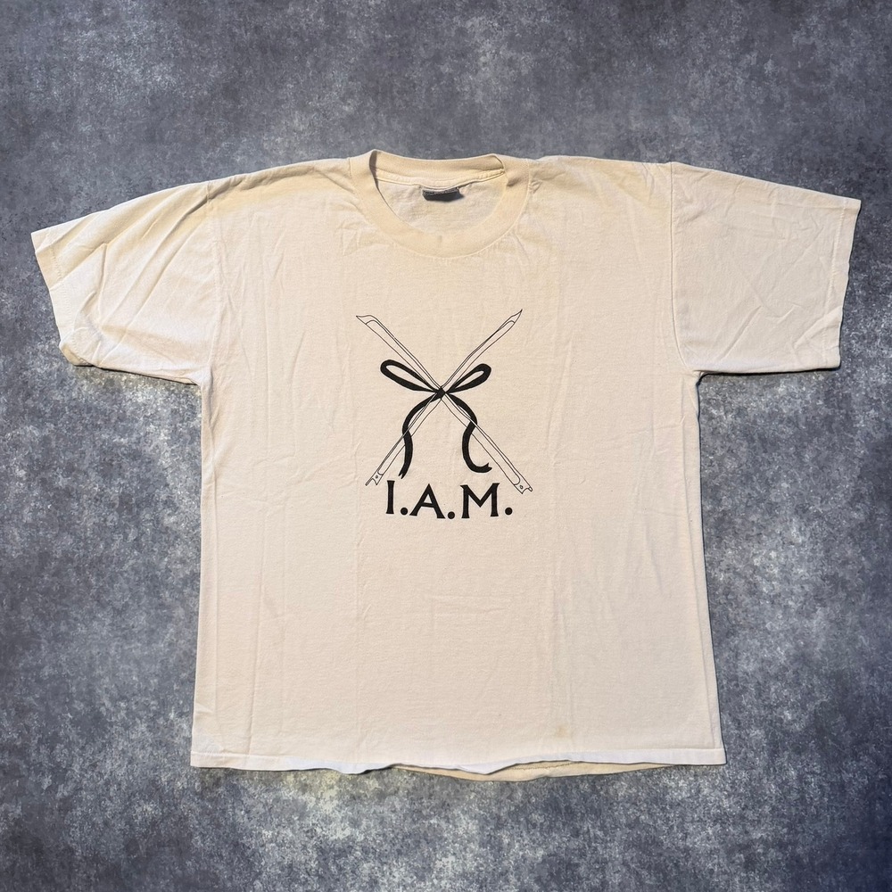 Vintage Violin Single Stitch Graphic T Shirt Women's‎ L I.A.M. Cream